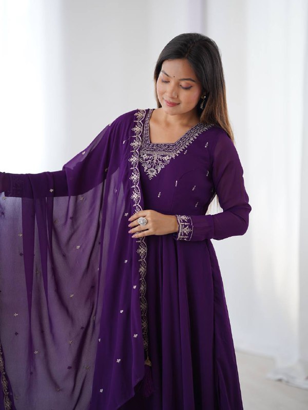 Krisha Heritage Embroidered Georgette Anarkali Set