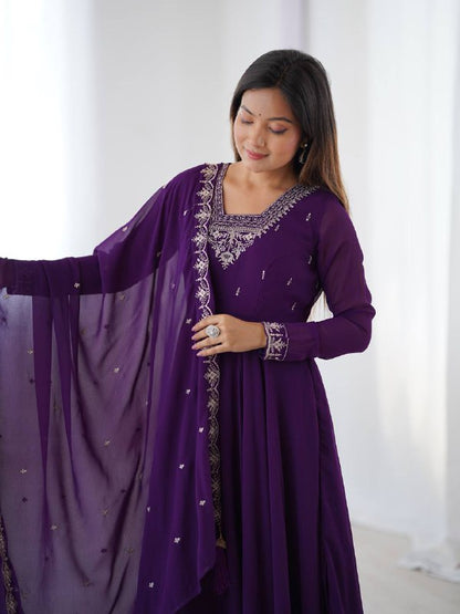 Krisha Heritage Embroidered Georgette Anarkali Set