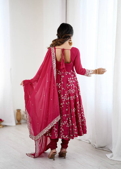 Sahiba Pink Heavy Faux Georgette Anarkali Gown