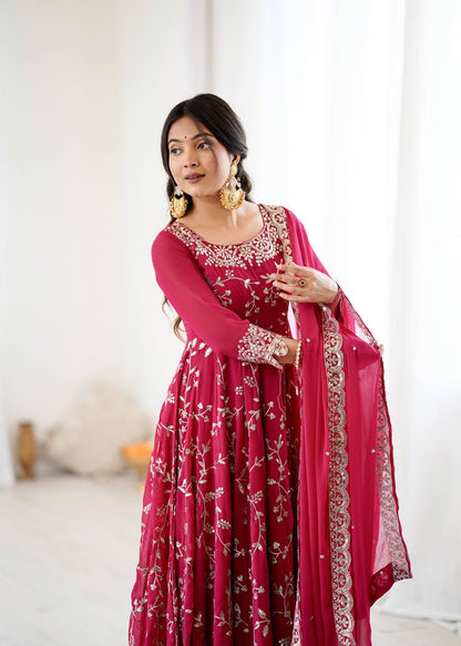 Sahiba Pink Heavy Faux Georgette Anarkali Gown