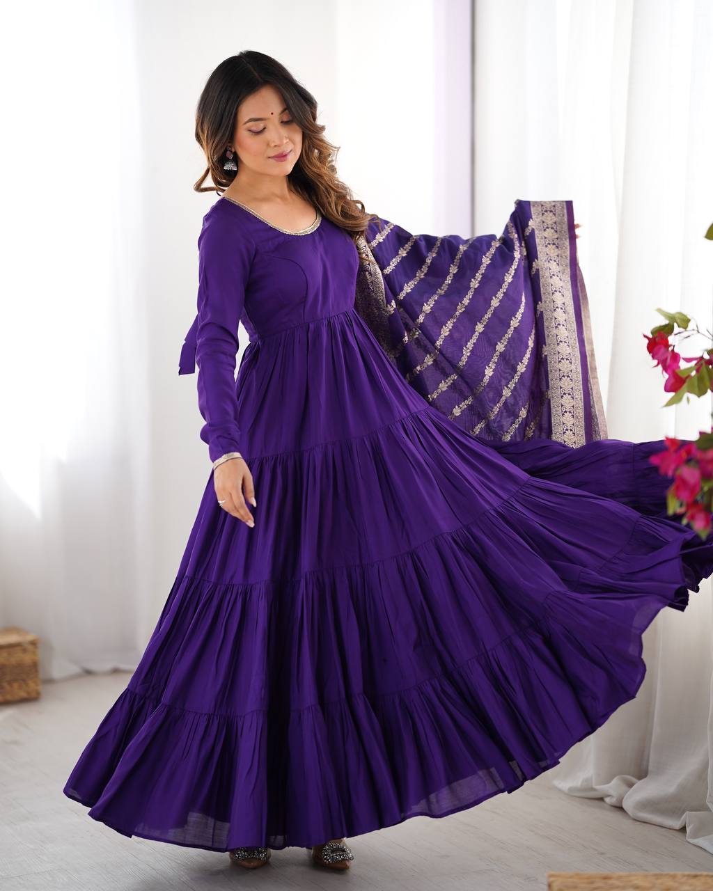 Zuri Romansilk Chanderl Fabric Anarkali