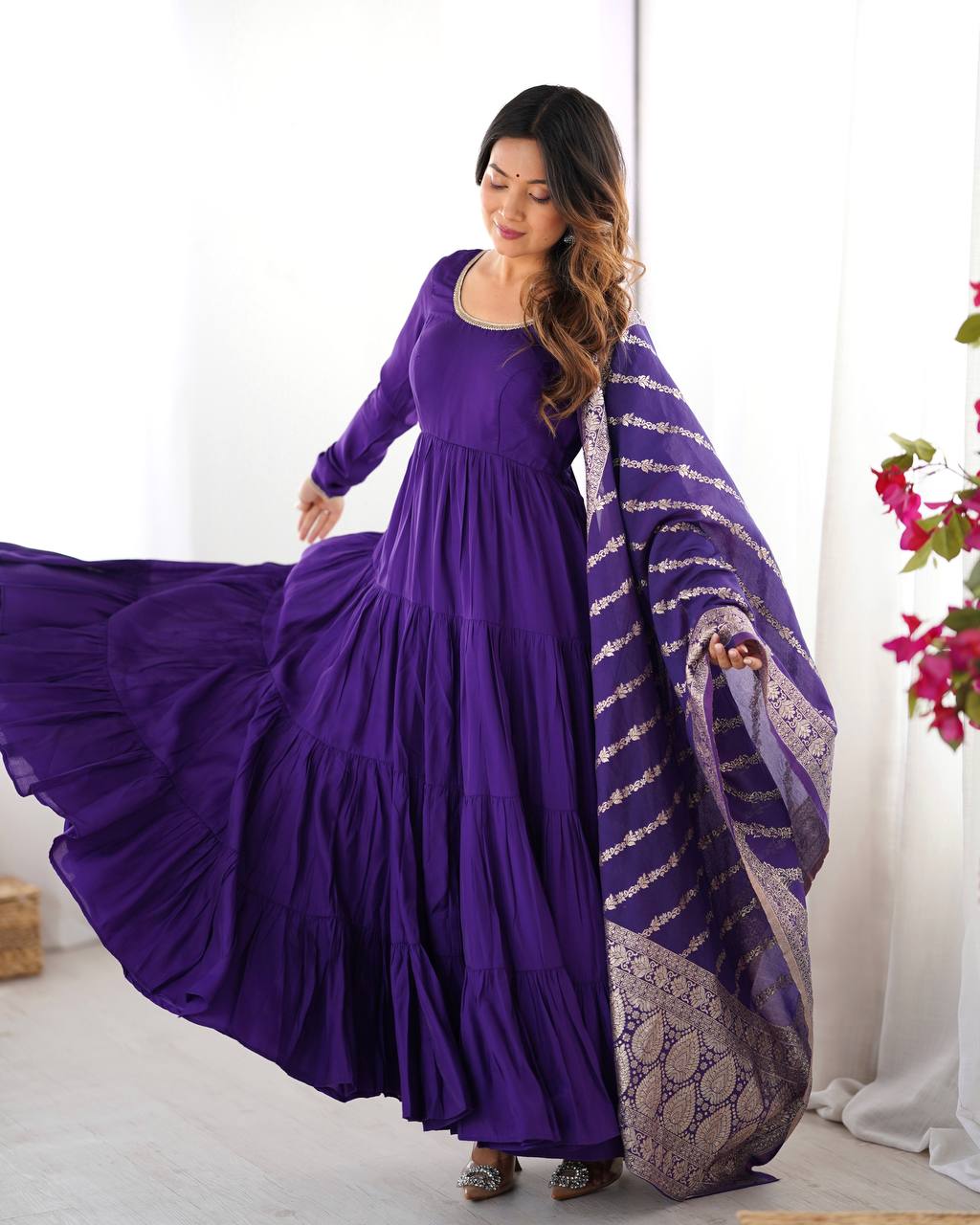 Zuri Romansilk Chanderl Fabric Anarkali