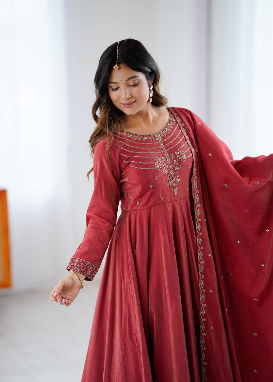 Mahi Chanderi Silk Anarkali Gown