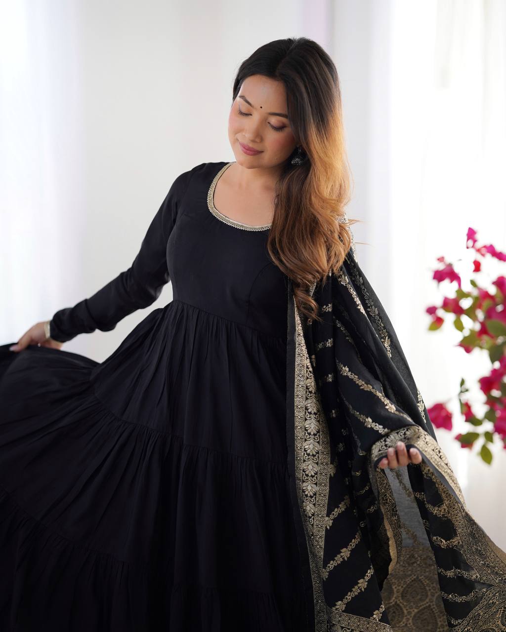 Zuri Romansilk Chanderl Fabric Anarkali