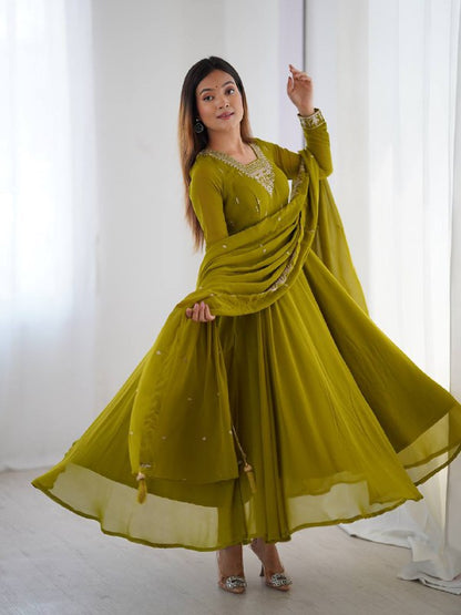 Krisha Heritage Embroidered Georgette Anarkali Set