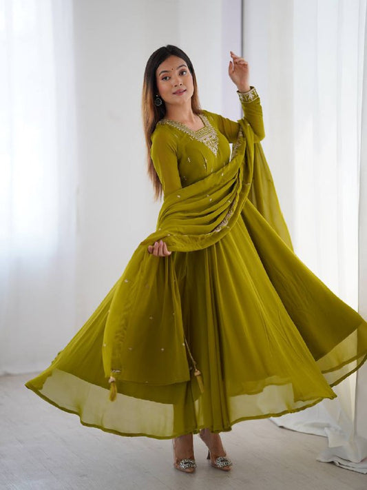 Krisha Heritage Embroidered Georgette Anarkali Set
