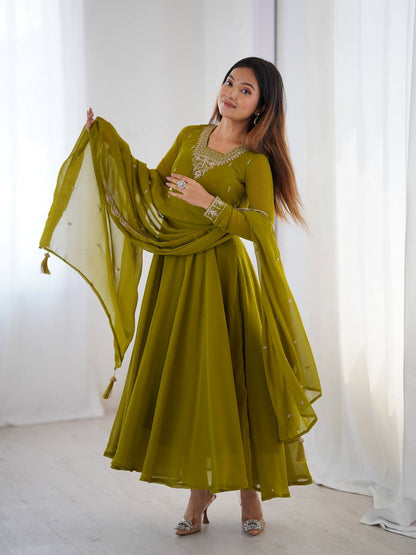 Krisha Heritage Embroidered Georgette Anarkali Set