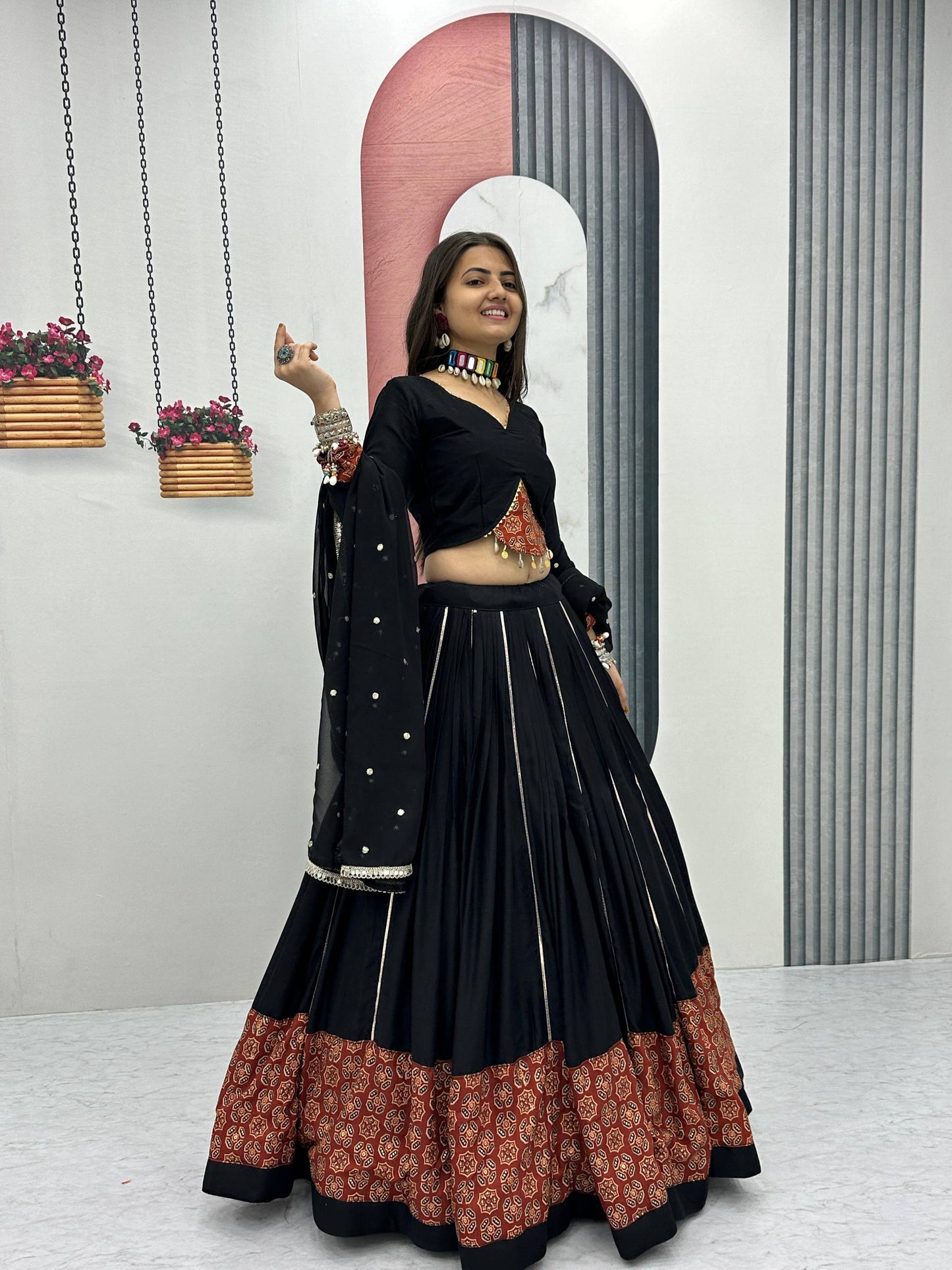 Nine-Night Queen's Fox Georgette Lehenga Choli