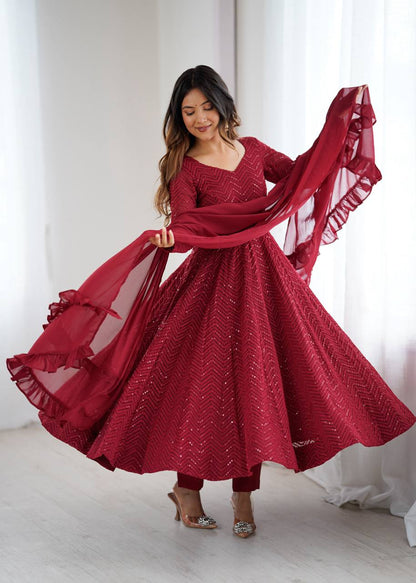 RaniI Ruffled Flared Anarkali Set