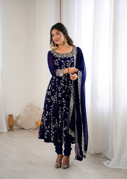 Rashi Blue Heavy Faux Georgette Pretty Anarkali Gown