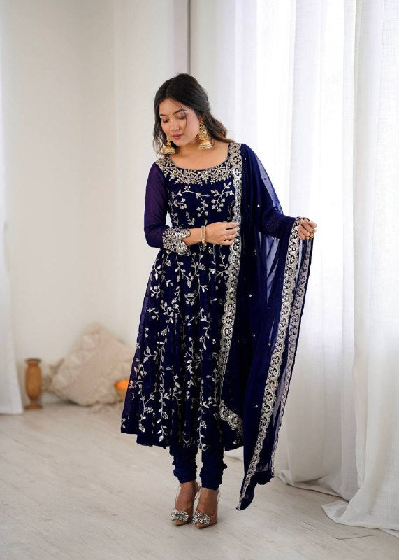Rashi Blue Heavy Faux Georgette Pretty Anarkali Gown