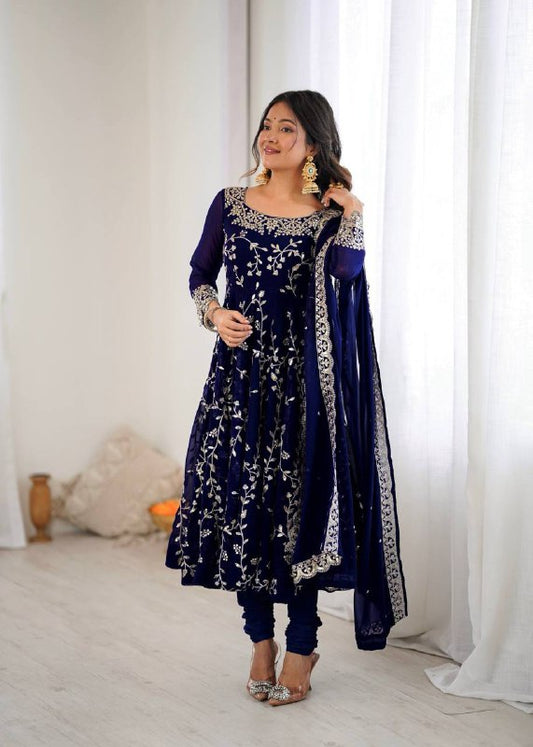 Rashi Blue Heavy Faux Georgette Pretty Anarkali Gown