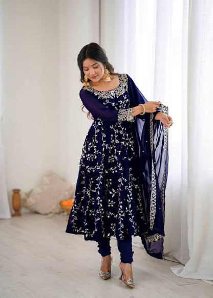 Rashi Blue Heavy Faux Georgette Pretty Anarkali Gown