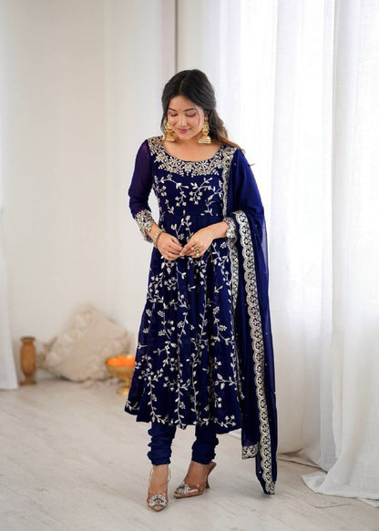 Rashi Blue Heavy Faux Georgette Pretty Anarkali Gown