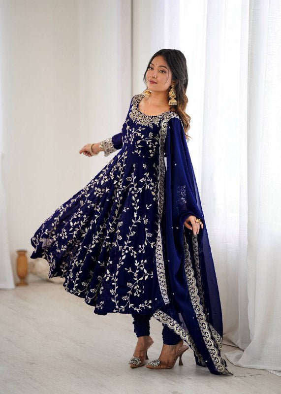 Rashi Blue Heavy Faux Georgette Pretty Anarkali Gown