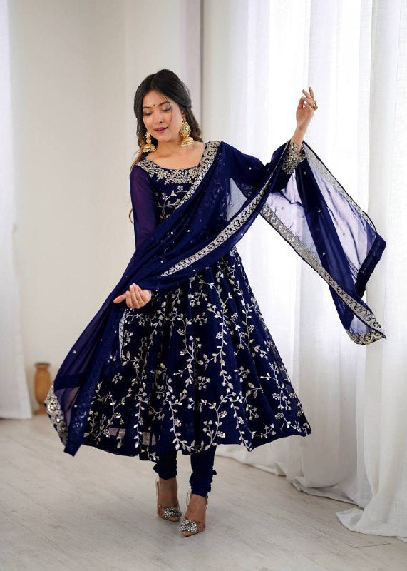 Rashi Blue Heavy Faux Georgette Pretty Anarkali Gown
