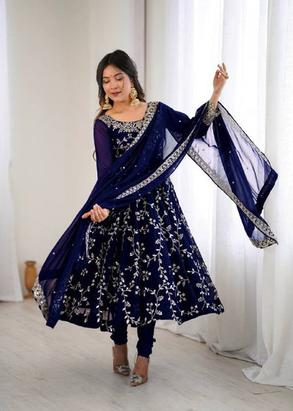 Rashi Blue Heavy Faux Georgette Pretty Anarkali Gown
