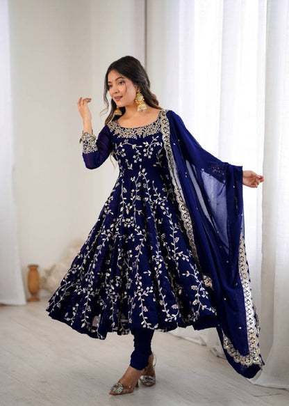 Rashi Blue Heavy Faux Georgette Pretty Anarkali Gown