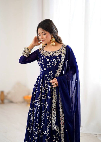 Rashi Blue Heavy Faux Georgette Pretty Anarkali Gown