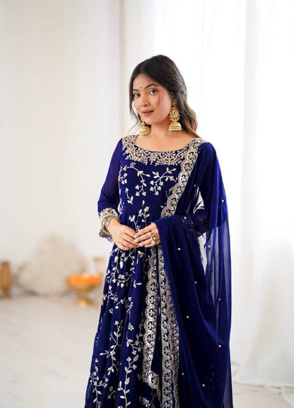 Rashi Blue Heavy Faux Georgette Pretty Anarkali Gown