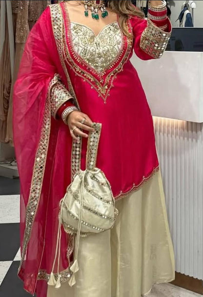 Zeenat Designer Hand Mirror Work Sharara