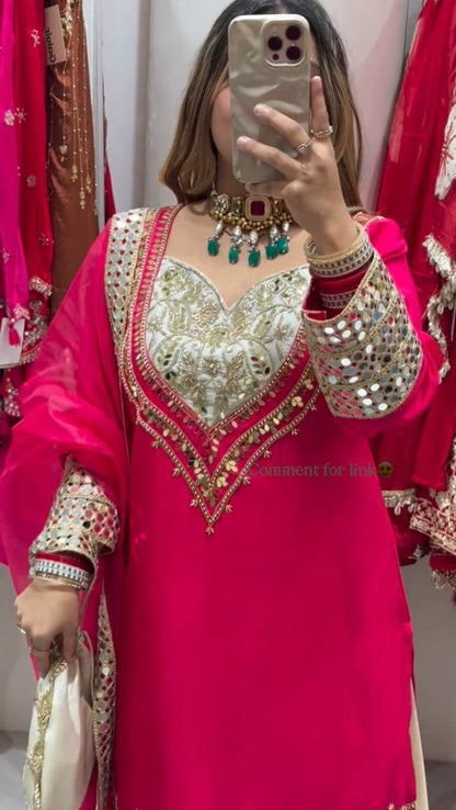 Zeenat Designer Hand Mirror Work Sharara