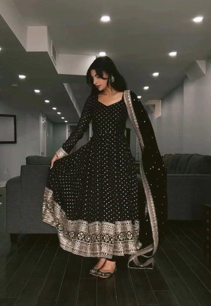 Wish Party Wear Designer Black Anarkali Set