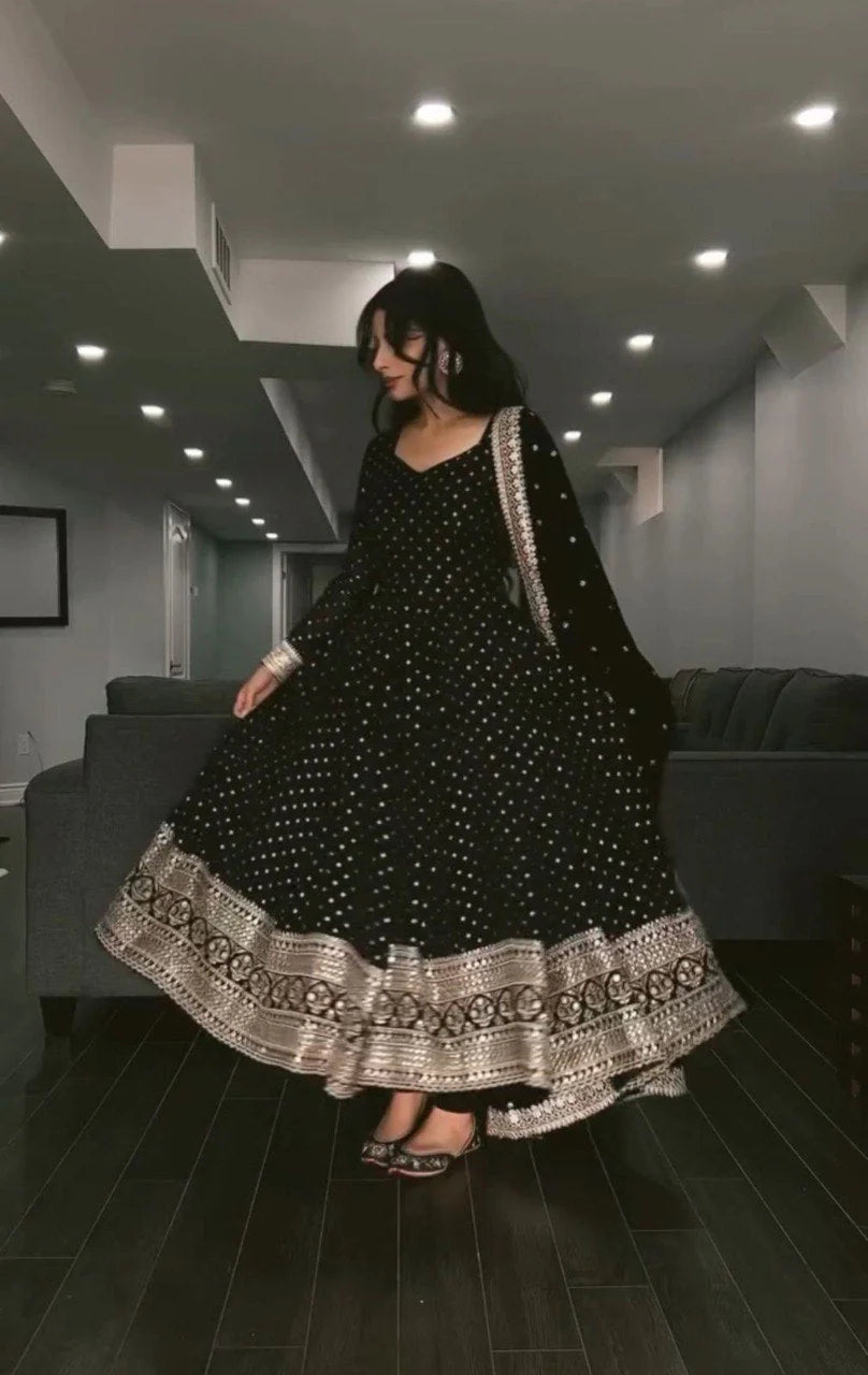 Wish Party Wear Designer Black Anarkali Set