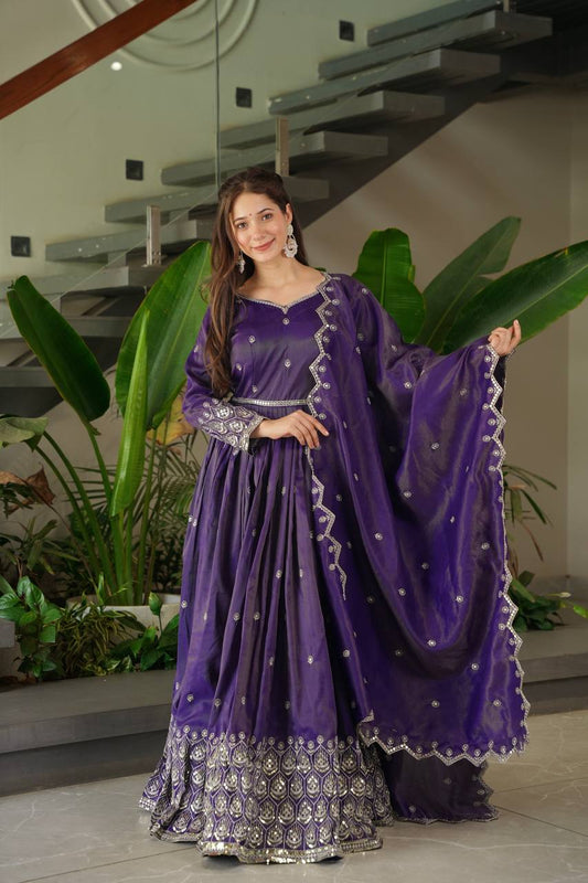 Ziya's Designer Party Wear Shimmer Silk Gown