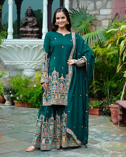 Mirza Designer Chinnon Silk Sharara Suit