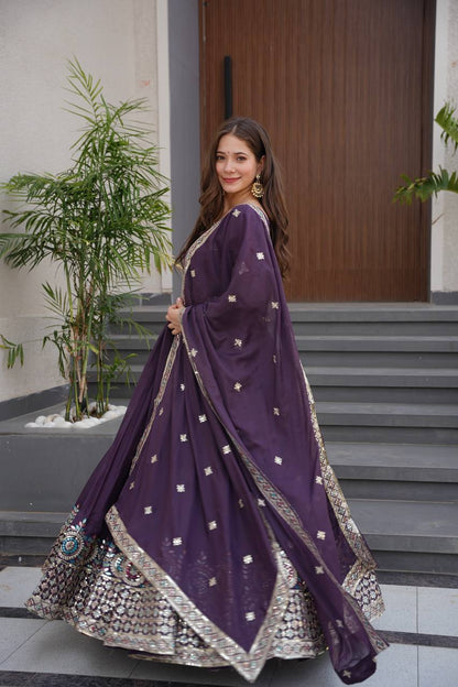 Rakhi Heavy Diamond Silk Designer Gown Set