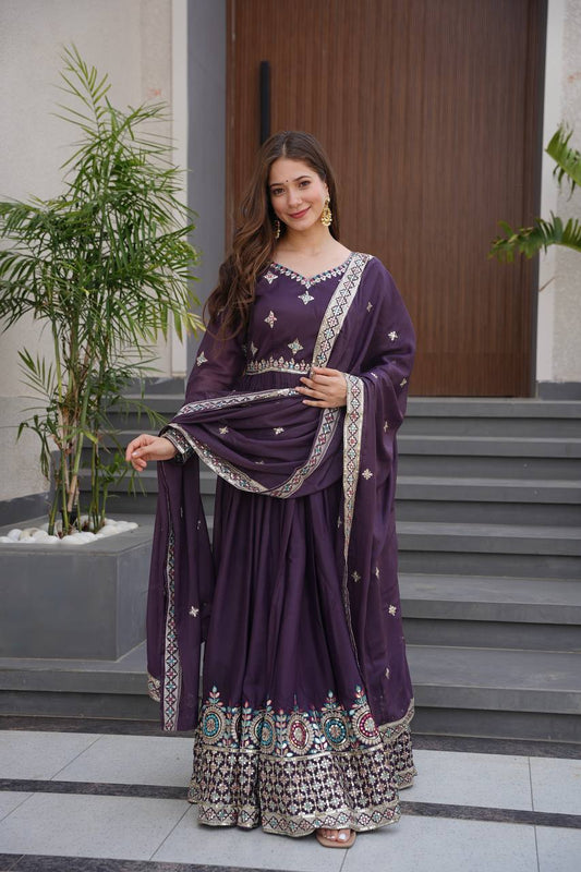 Rakhi Heavy Diamond Silk Designer Gown Set