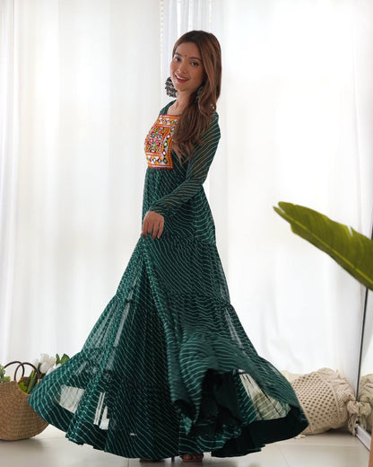 Azure Bandhani Inspired Flared Gown