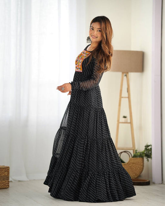 Azure Bandhani Inspired Flared Gown