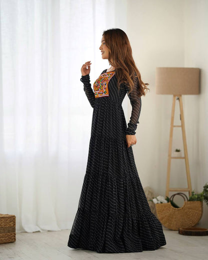 Azure Bandhani Inspired Flared Gown
