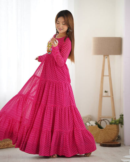 Azure Bandhani Inspired Flared Gown