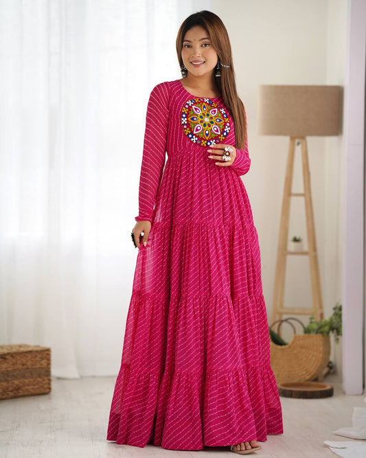 Azure Bandhani Inspired Flared Gown