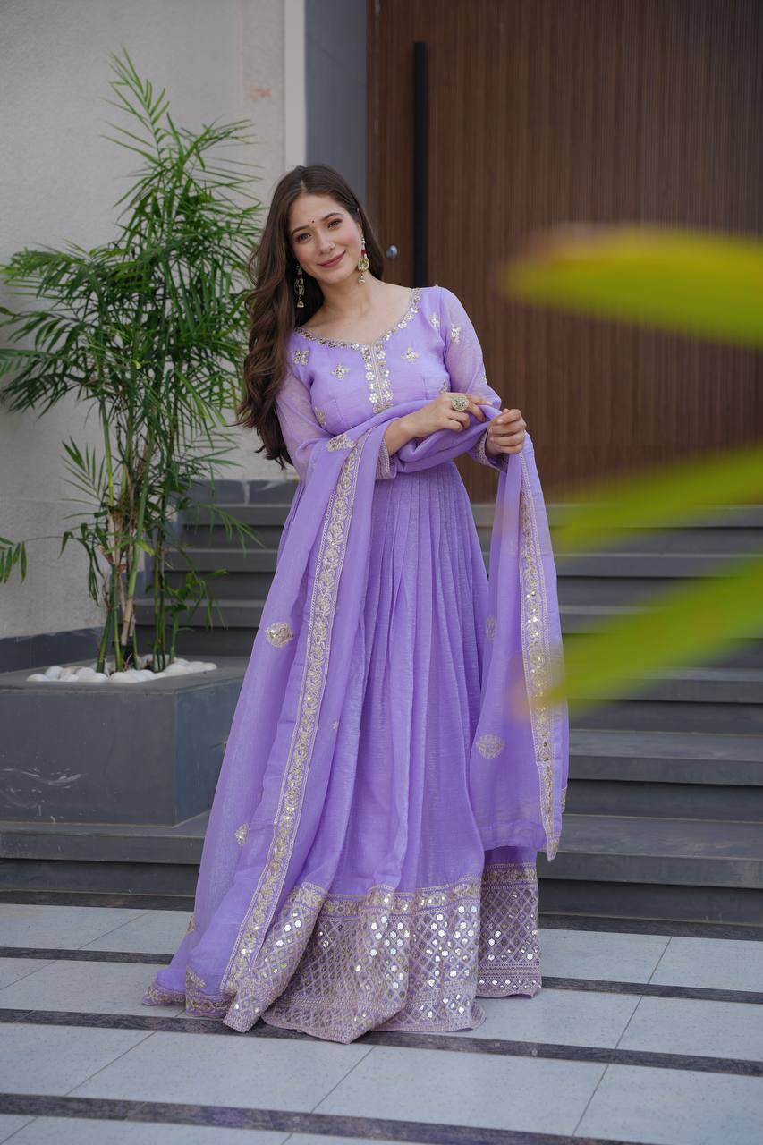 Sitara Crunchy Silk Designer Gown Set