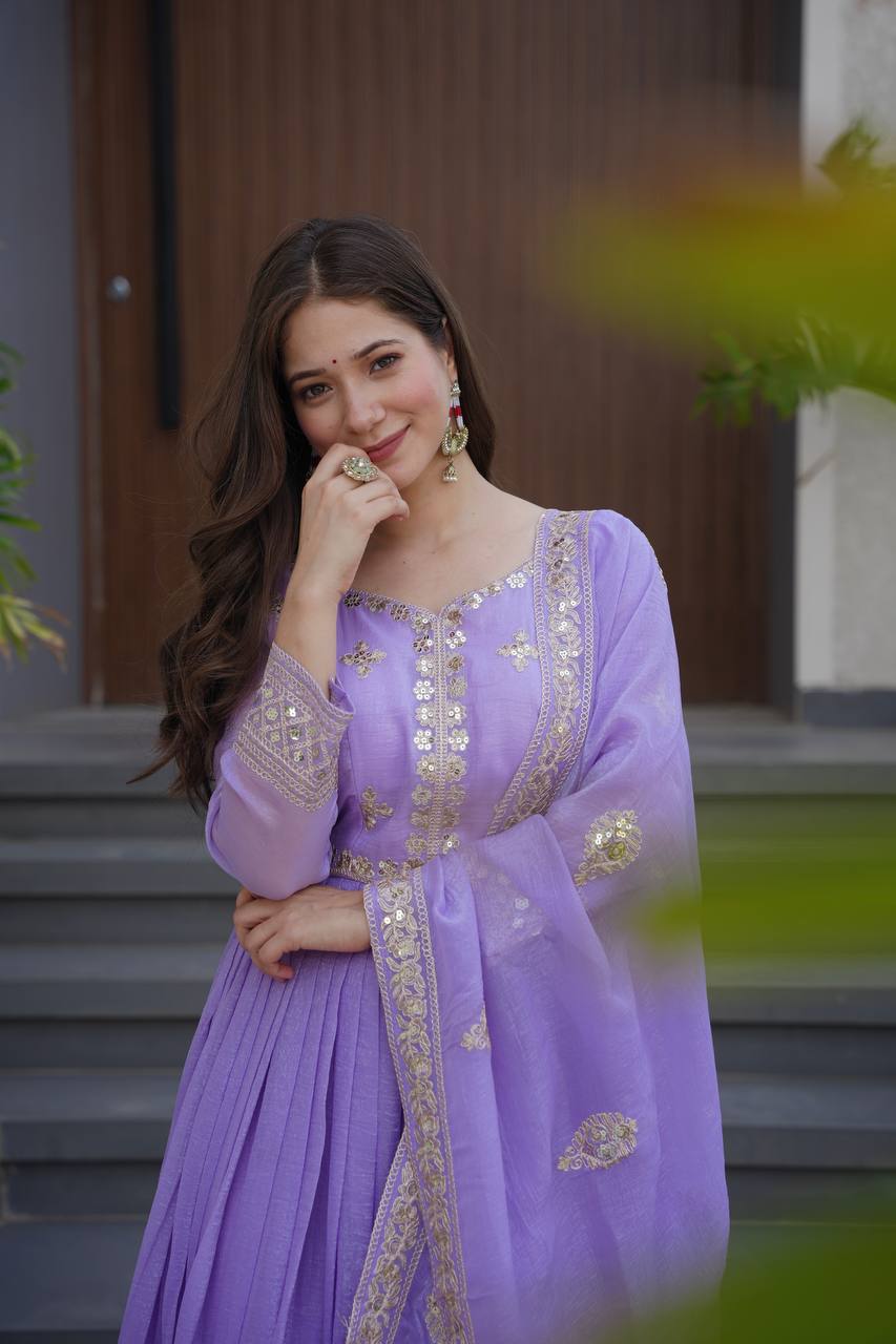 Sitara Crunchy Silk Designer Gown Set