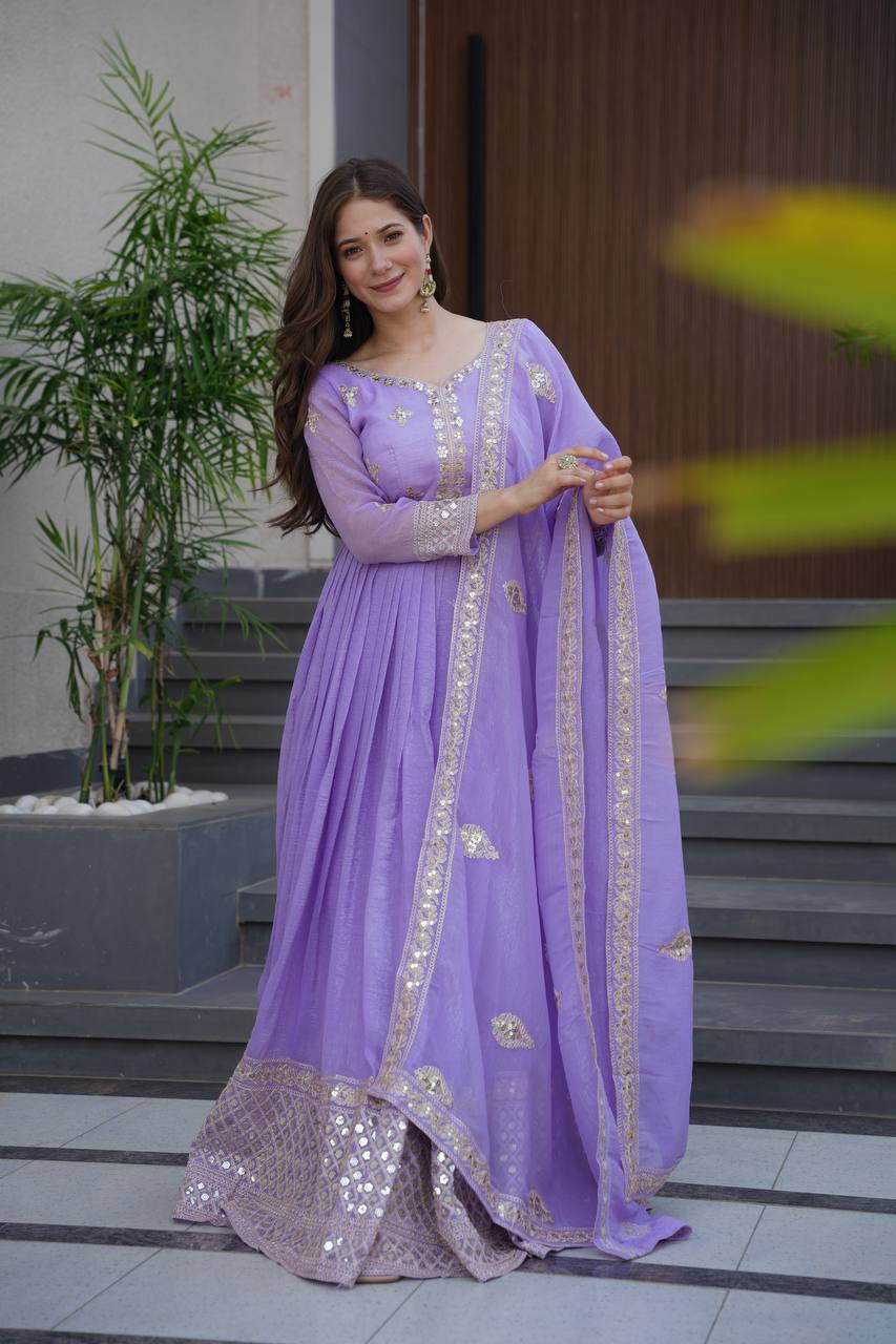 Sitara Crunchy Silk Designer Gown Set