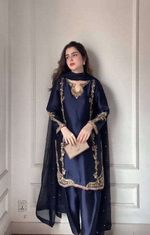 Roshni Moti Hand Work Crep Silk Farshi Salwar