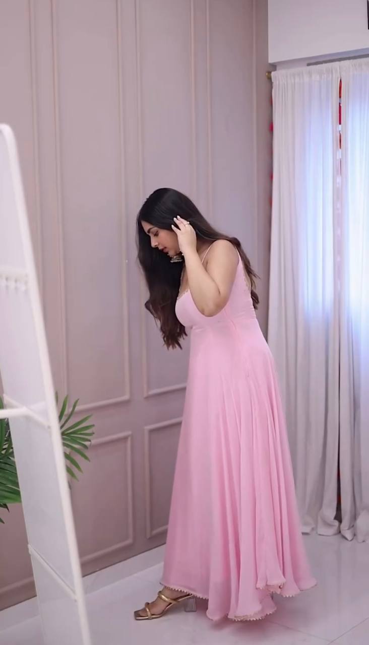 Aisha Pink Gown with Organza Dupatta
