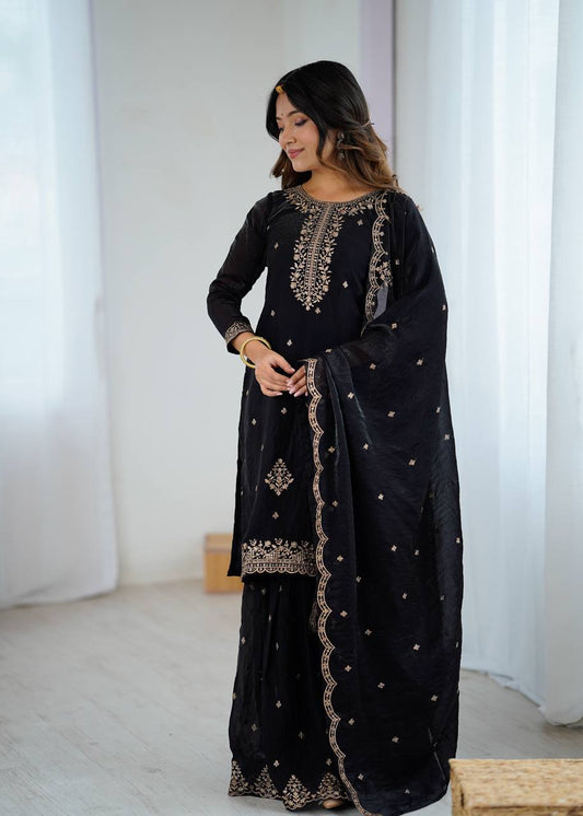 Zeenat Crunchy Silk Sharara Suit