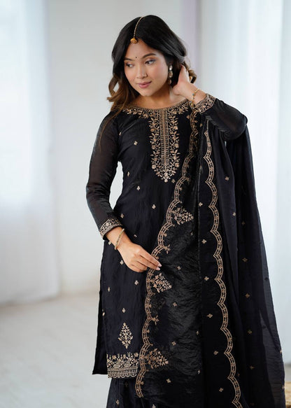 Zeenat Crunchy Silk Sharara Suit