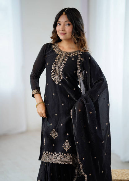 Zeenat Crunchy Silk Sharara Suit