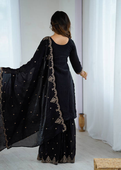 Zeenat Crunchy Silk Sharara Suit