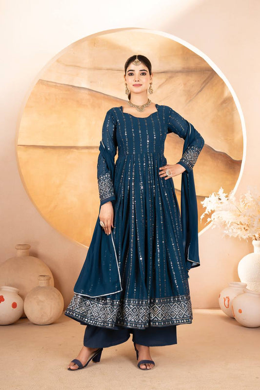 Neha Crafted Zarista Blue Anarkali Suit