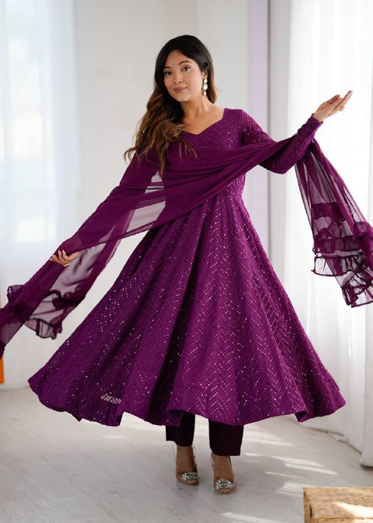 RaniI Ruffled Flared Anarkali Set
