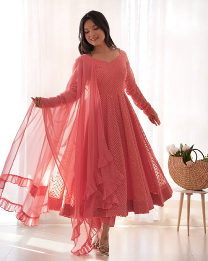 RaniI Ruffled Flared Anarkali Set