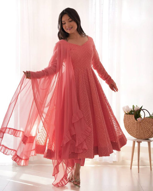 RaniI Ruffled Flared Anarkali Set